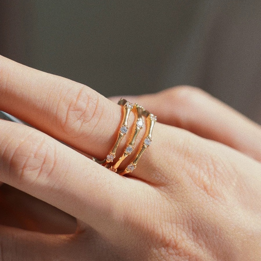 Bamboo joint gold ring, bamboo joint ring gold,, multi layers ring